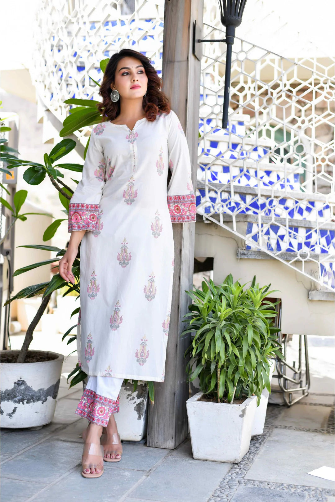 Velin By Rosy's Traditional Motif Printed with gold & antique highlights cotton Kurta Set