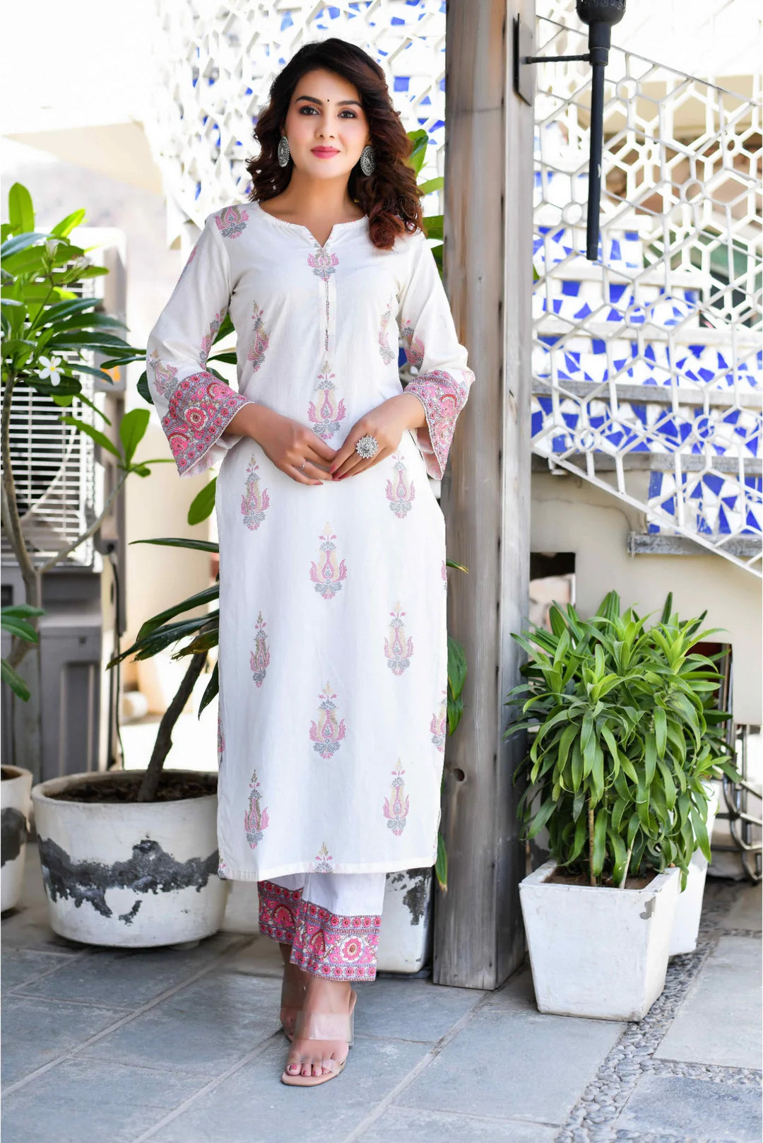 Velin By Rosy's Traditional Motif Printed with gold & antique highlights cotton Kurta Set