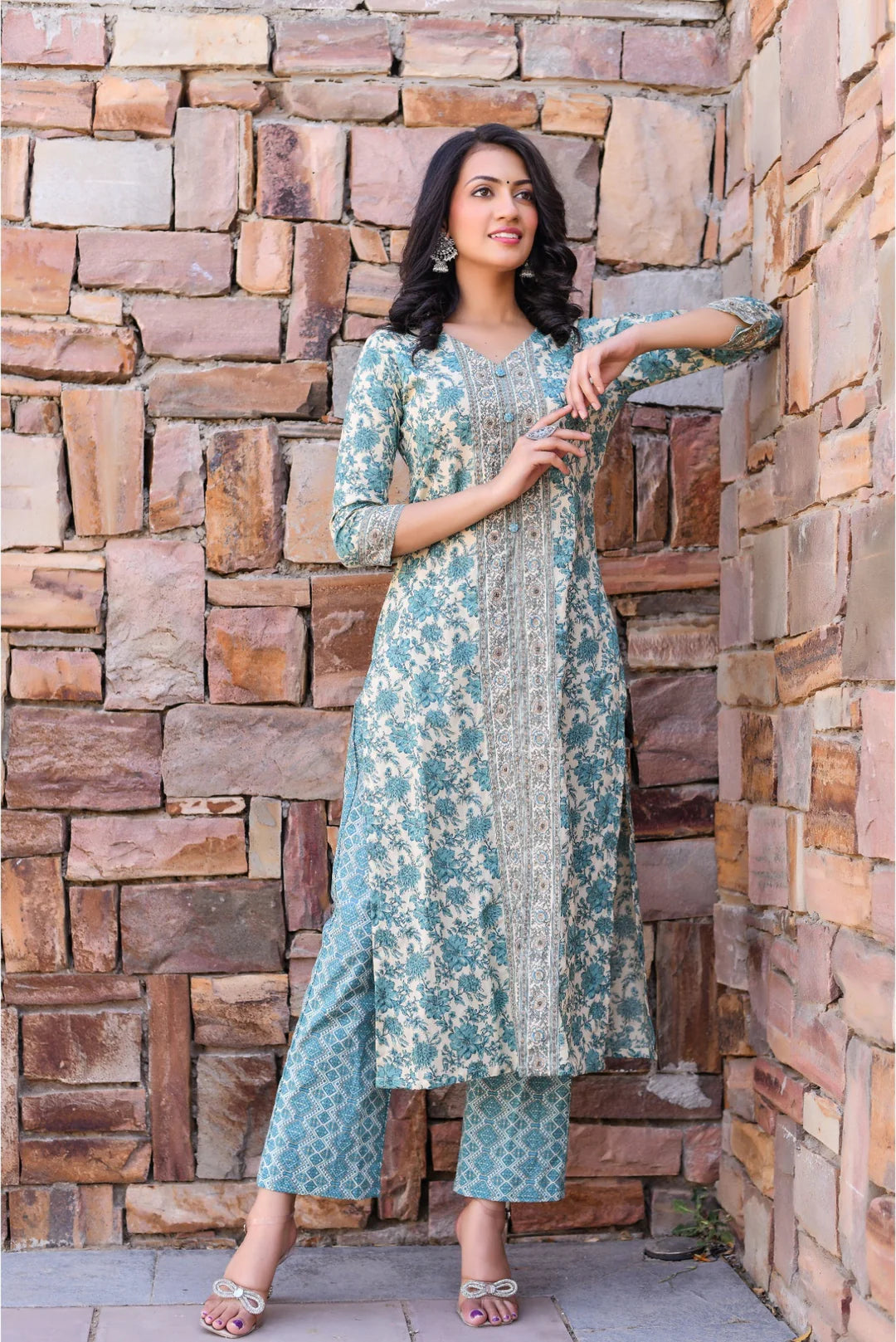 Velin By Rosy's Exquisitely Crafted Blue Printed Mul cotton Kurta Pant Sets