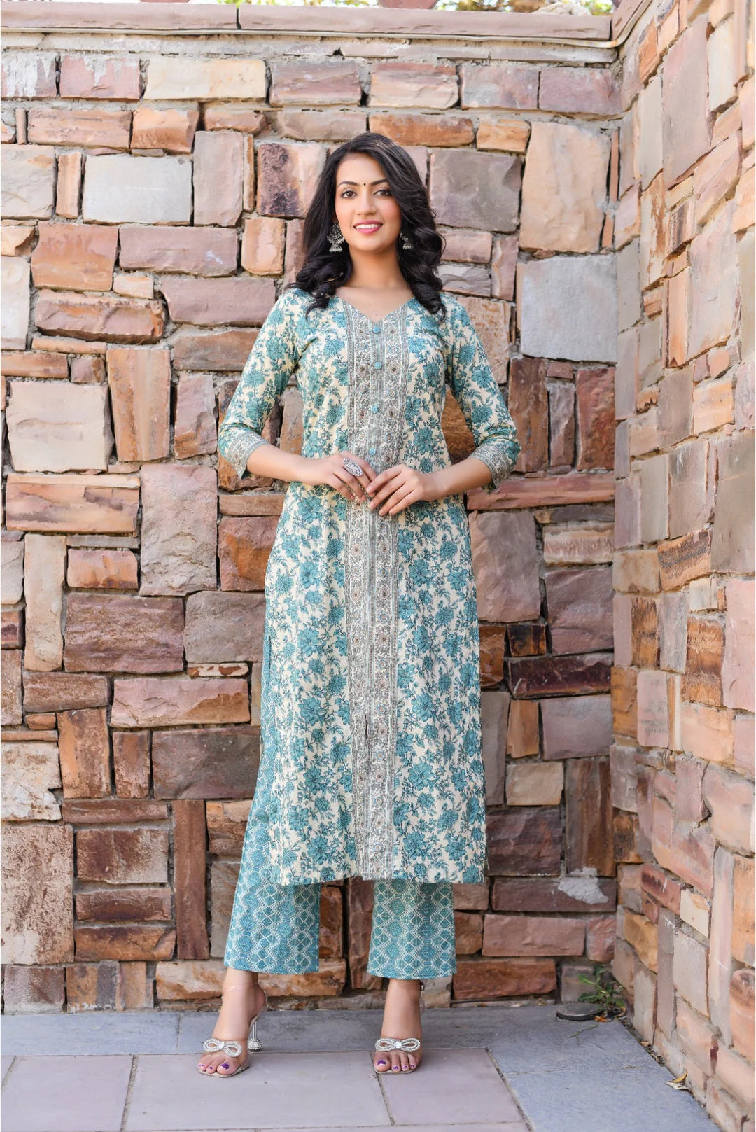 Velin By Rosy's Exquisitely Crafted Blue Printed Mul cotton Kurta Pant Sets