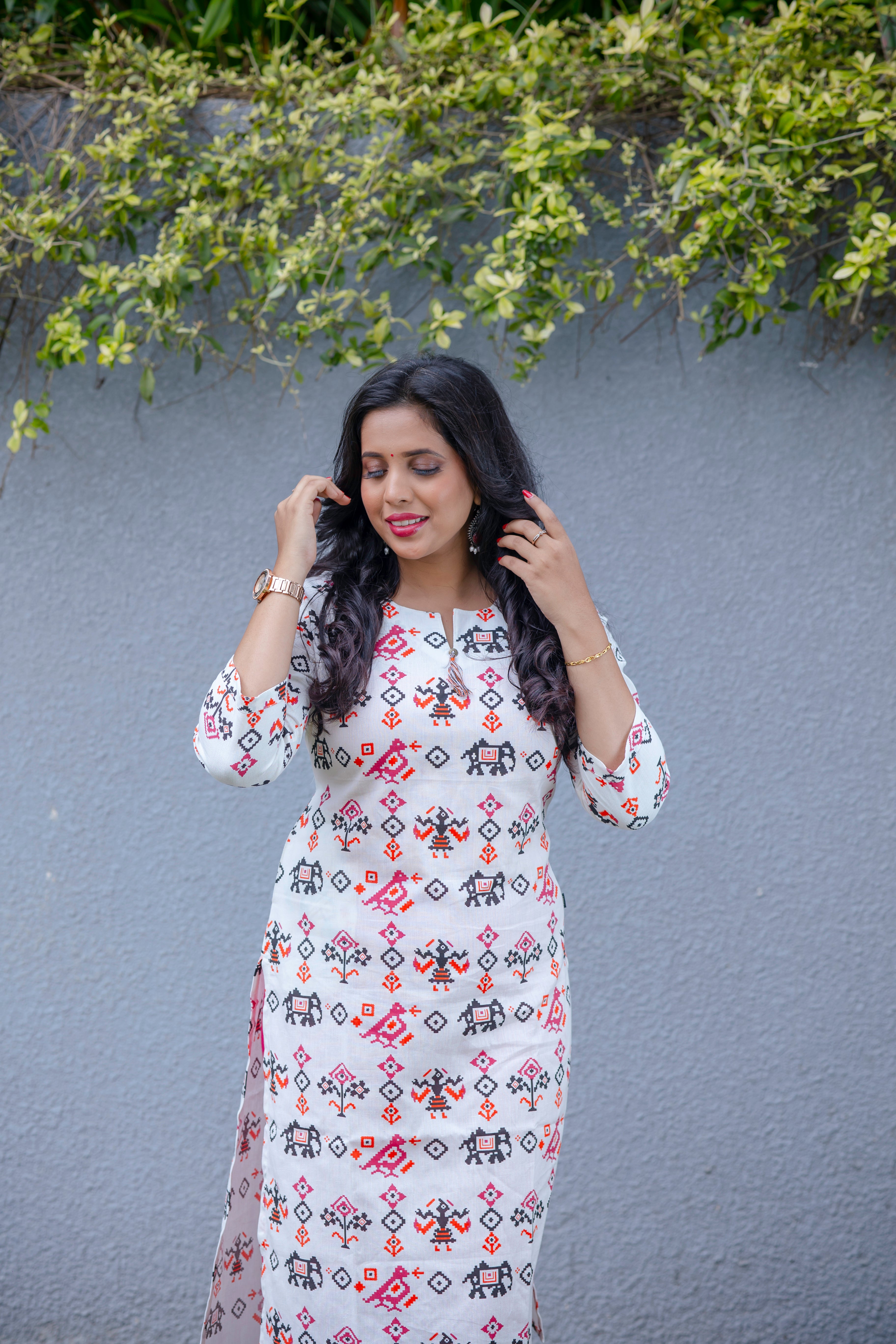 Ikat - inspired printed Cotton Kurta
