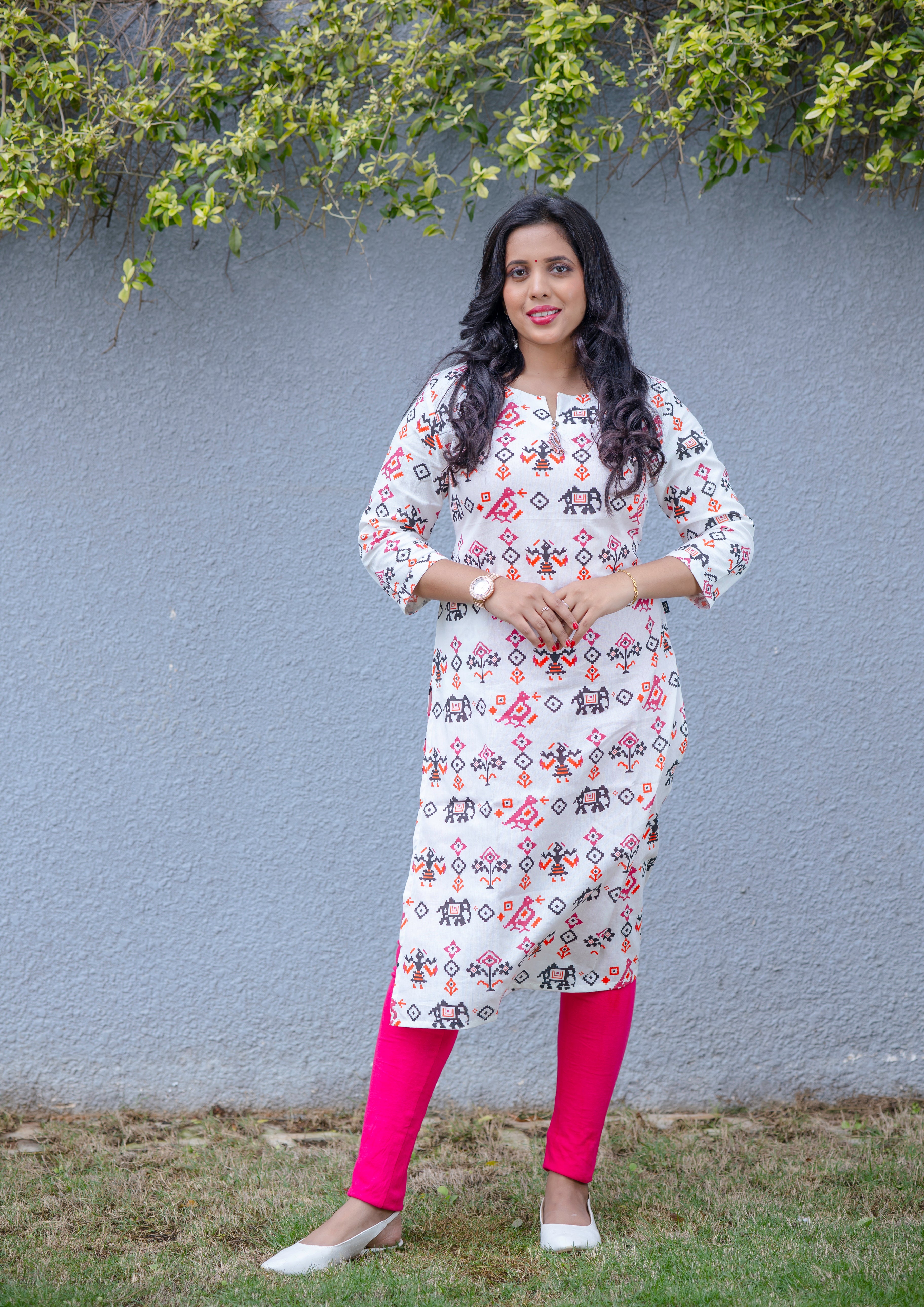 Ikat - inspired printed Cotton Kurta