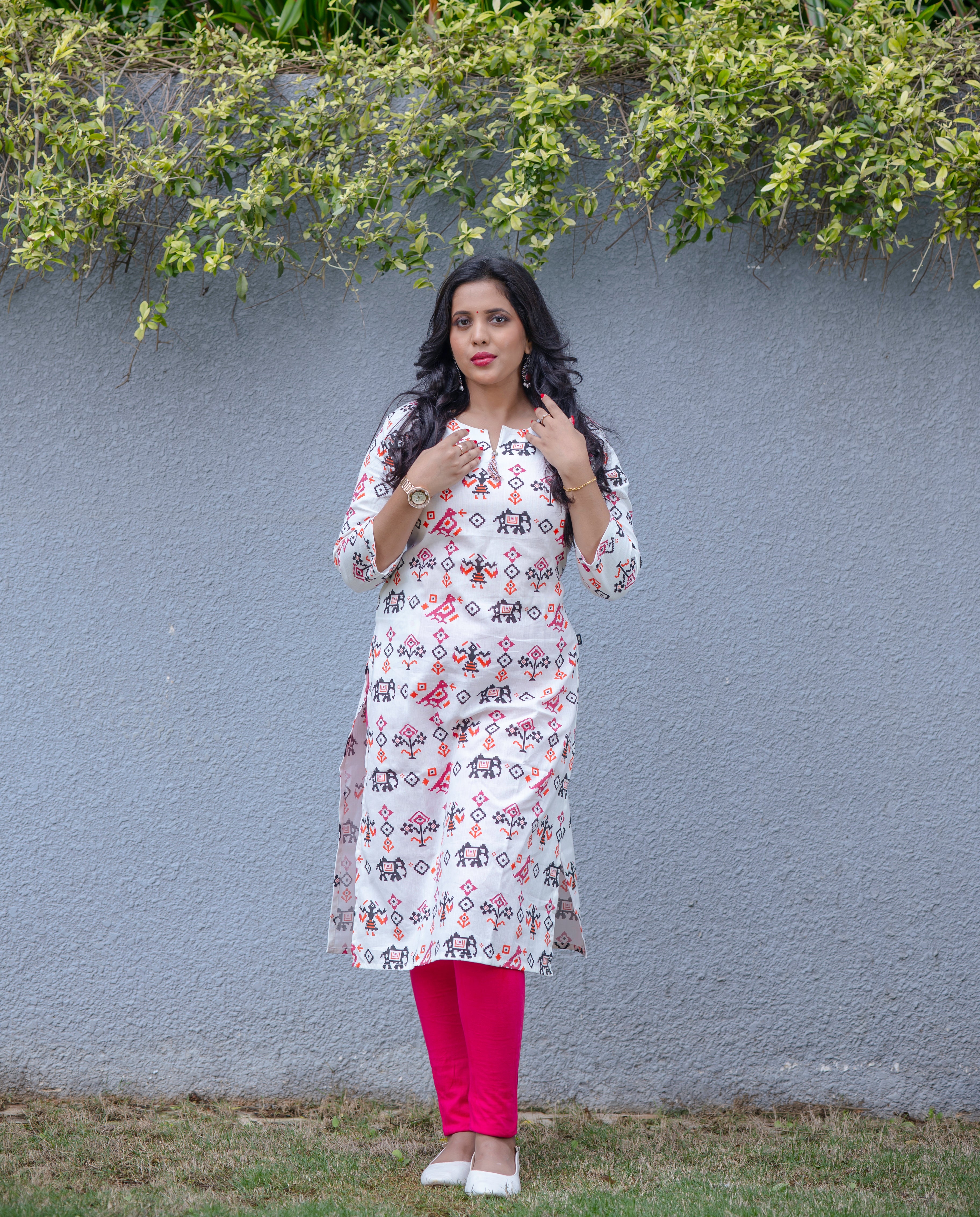 Ikat - inspired printed Cotton Kurta