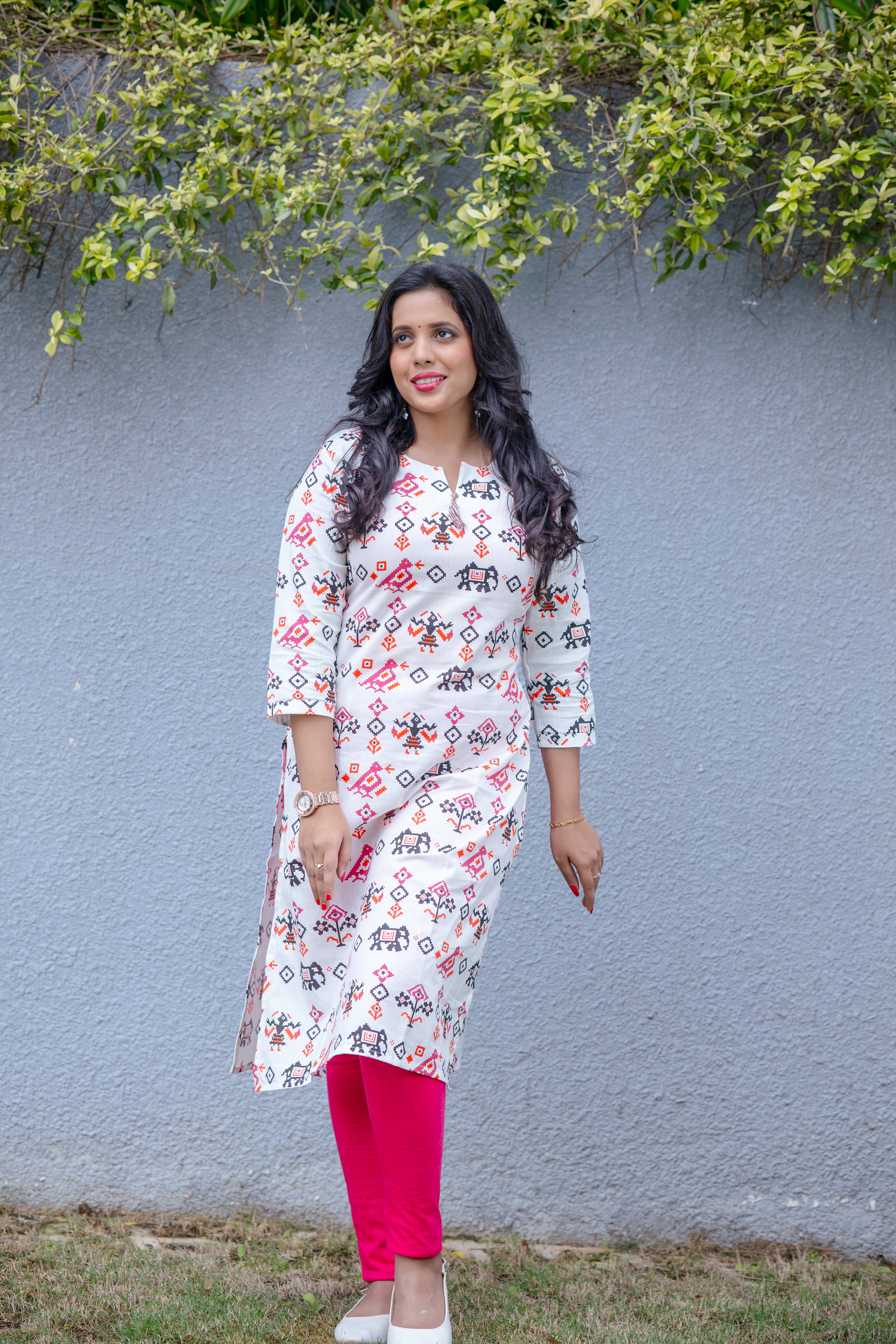 Ikat - inspired printed Cotton Kurta