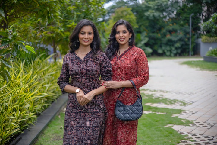 Elegant Black Printed Cotton Kurta