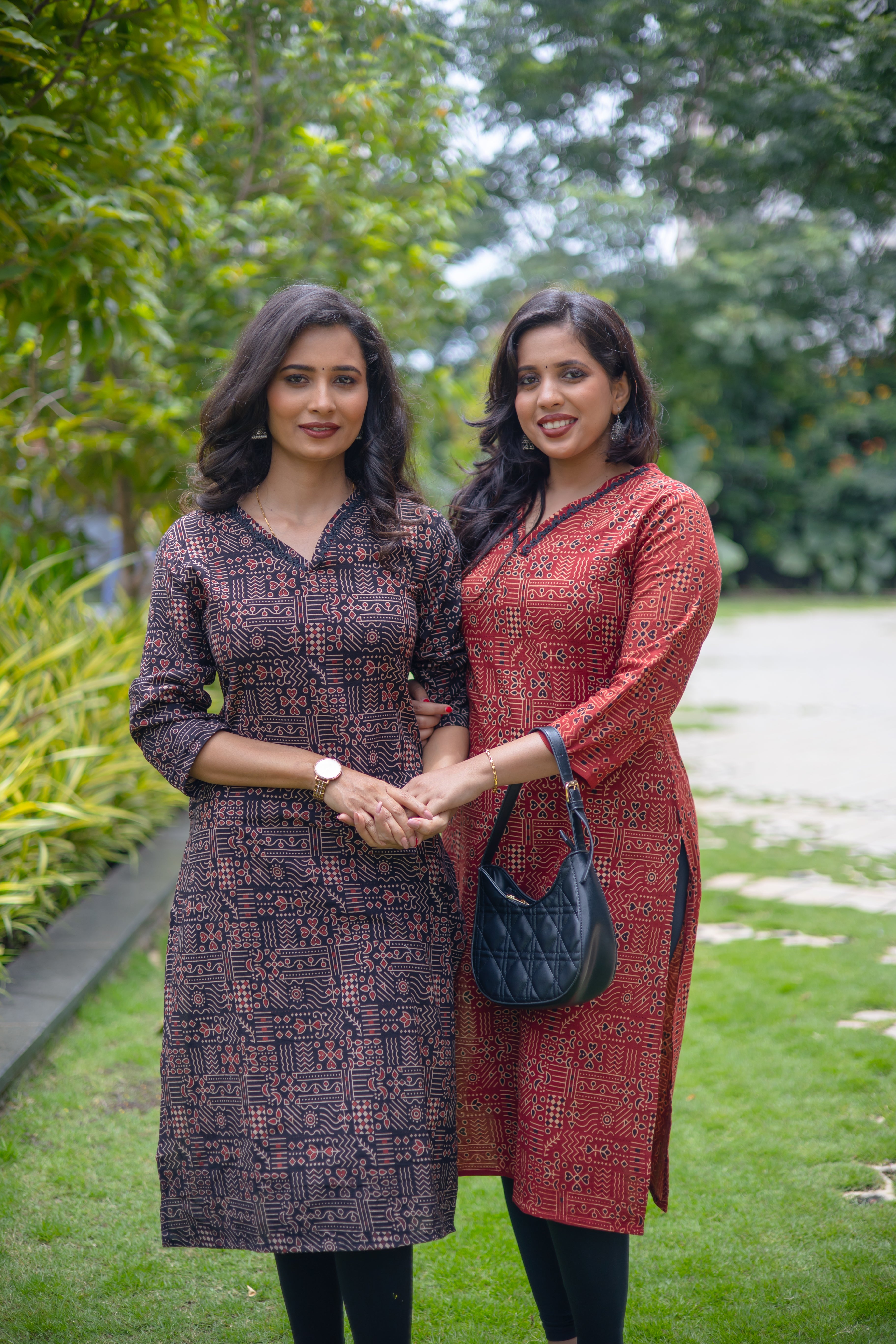 Elegant Black Printed Cotton Kurta