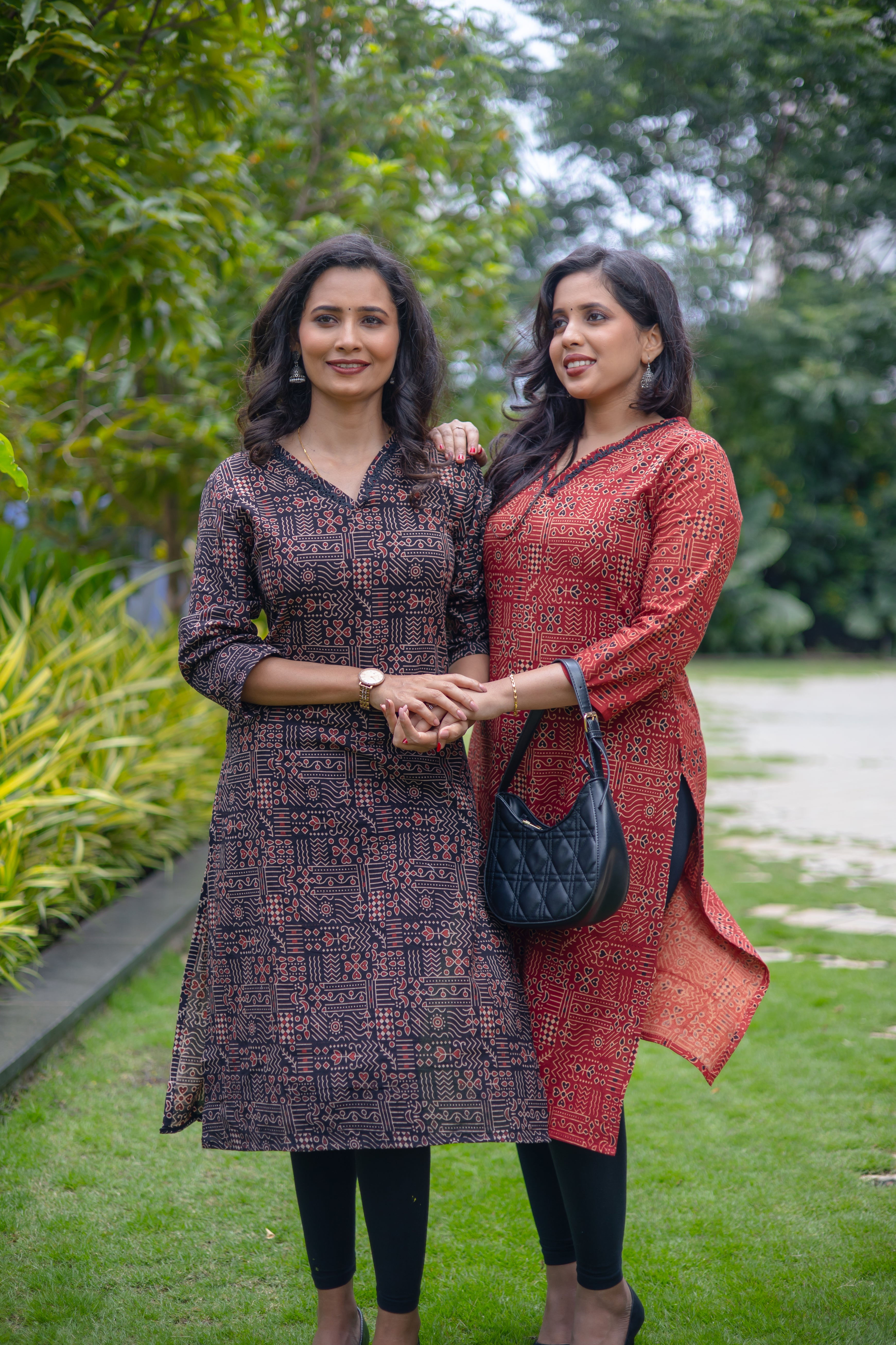 Elegant Black Printed Cotton Kurta